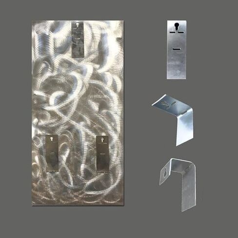 لوحة فنية جدارية معدنية لشجرة من GALLERIEWALLA لوحة ألومنيوم زرقاء وفضية مصقولة يدويًا منحوتة غابة تجريدية لتزيين غرفة المعيشة in Kuwait