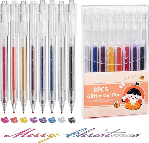 EooUooIP Glitter Gel Pens, 18 Pieces Gel Ink Pens,Color Gel Pen,Colored Ink Pens with Quick-Drying Ink 1.0 MM Retractable Gel Pen Set,for Journaling Coloring Drawing Doodling Office in Saudi Arabia
