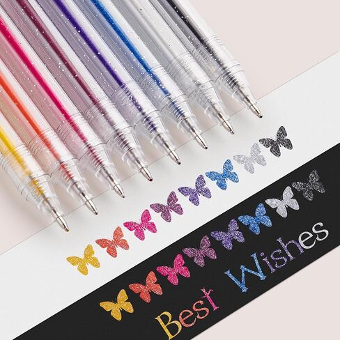 EooUooIP Glitter Gel Pens, 18 Pieces Gel Ink Pens,Color Gel Pen,Colored Ink Pens with Quick-Drying Ink 1.0 MM Retractable Gel Pen Set,for Journaling Coloring Drawing Doodling Office in Saudi Arabia