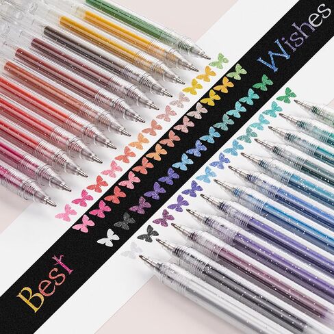 EooUooIP Glitter Gel Pens, 18 Pieces Gel Ink Pens,Color Gel Pen,Colored Ink Pens with Quick-Drying Ink 1.0 MM Retractable Gel Pen Set,for Journaling Coloring Drawing Doodling Office in Saudi Arabia