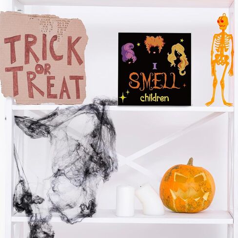 Halloween Decorations I Smell Children Wooden Sign Witch Decor Halloween Home Decor for Desk Table Shelf 5 x 5 Inches in Saudi Arabia