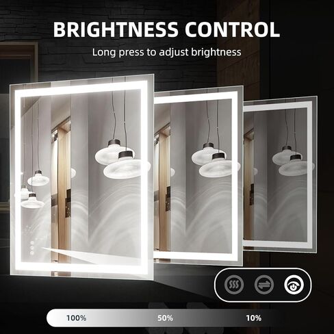 مرآة حمام LED مقاس 48 × 36 بوصة مع إضاءة أمامية وخلفية، مرايا حائط قابلة للتعتيم بدون خطوات مع مقاومة للضباب ومقاومة للكسر وذاكرة و3 ألوان ومرآة زينة مزدوجة LED in Saudi Arabia