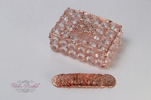 Sparkling Bridal Arras Set, Crystal Round Wedding Box with Unity Coins (Rose Gold) in Saudi Arabia