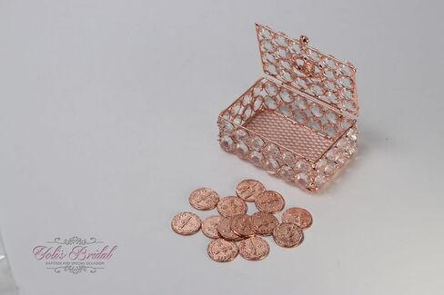 Sparkling Bridal Arras Set, Crystal Round Wedding Box with Unity Coins (Rose Gold) in Saudi Arabia