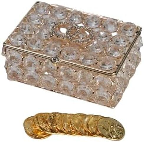 Sparkling Bridal Arras Set, Crystal Round Wedding Box with Unity Coins (Rose Gold) in Saudi Arabia