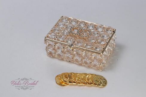Sparkling Bridal Arras Set, Crystal Round Wedding Box with Unity Coins (Rose Gold) in Saudi Arabia
