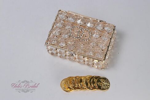 Sparkling Bridal Arras Set, Crystal Round Wedding Box with Unity Coins (Rose Gold) in Saudi Arabia