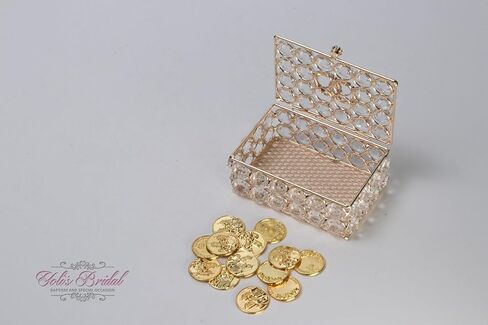 Sparkling Bridal Arras Set, Crystal Round Wedding Box with Unity Coins (Rose Gold) in Saudi Arabia