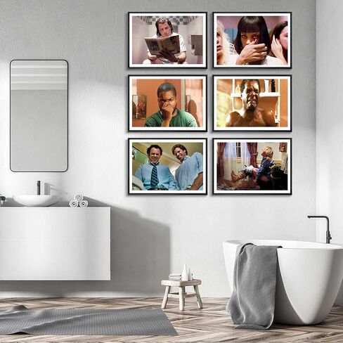 6p مضحك الحمام جدار الفن البكم والأغبى الفيلم ملصق مشاهد الحمام قماش الملصقات يطبع مجموعة أبيض وأسود خمر المرحاض الفكاهة جدار ديكور صور 8x10x6 بوصة in Saudi Arabia