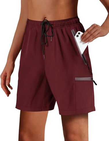 Hmuuo Women's Hiking Cargo Shorts Quick Dry Lightweight Summer Shorts for Women Travel Athletic Golf with Zipper Pockets Black in Saudi Arabia
