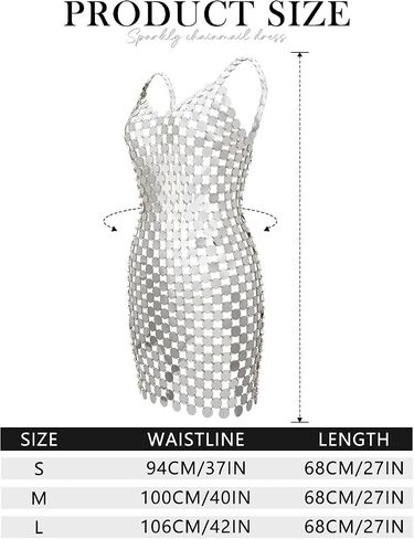 فستان Nicute Silver Dot الترتر Chainmail بدون أكمام ورقبة على شكل V فستان قصير سباركلي Bodycon ديسكو حفلة موسيقية سلسلة الجسم للنساء in Saudi Arabia