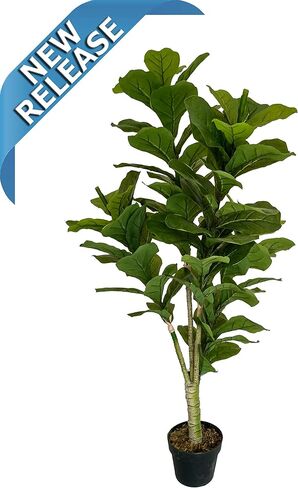 AMERIQUE شجرة كمان رائعة بطول 4.3 أقدام مع وعاء حضانة، تقنية اللمس الحقيقي، جودة فائقة، أخضر in Kuwait