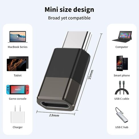 90 Degree USB C Adapter (2 Pack), 40Gbps USB C Male to USB C Female Middle Right Angle Connector Extender for MacBook/iMac/iPad/Meta Quest/Tablet/Phones and More Device. in Saudi Arabia