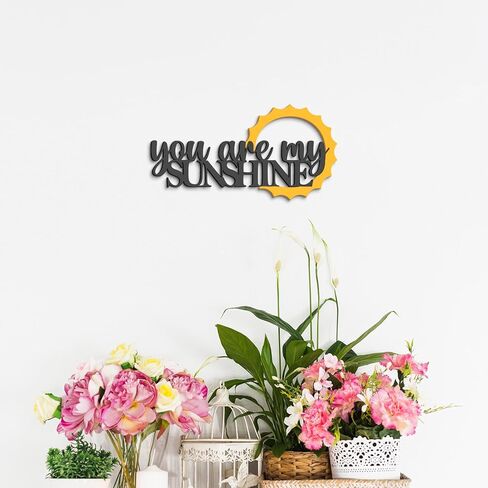 Kas Home You Are My Sunshine Wall Decor Wood Nursery Wall Art with Sun Neutral Farmhouse Boho Sunshine Sign for Boys Girls Bedrooms Playroom Hanging Plaque Decorations (8" x 17", Black-Y) in Kuwait