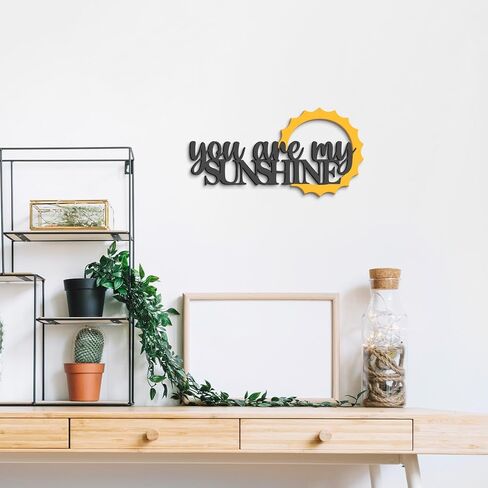 Kas Home You Are My Sunshine Wall Decor Wood Nursery Wall Art with Sun Neutral Farmhouse Boho Sunshine Sign for Boys Girls Bedrooms Playroom Hanging Plaque Decorations (8" x 17", Black-Y) in Kuwait
