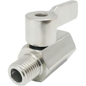 1/4" 304 Stainless Steel Mini Balls Valve 1/4 Inch NPT-Thread Small Shut-Off Valve Water-Flow Controller Valve Stainless Steel Handle Female x Male FxM (Pack of 1)