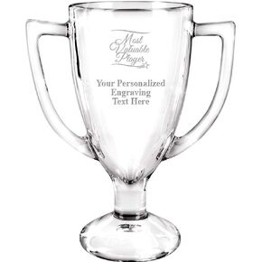 Personalized Glass Trophy, 7" Custom Engraved MVP Glass Cup Award Prime