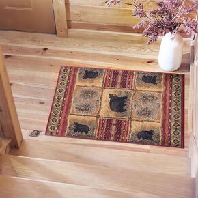 Sierra Bear Red 2x3 Scatter Mat Small Rug for Entryway Indoor & Outdoor - Hallway, Walkway, or Foyer - Lodge, Novelty Farmhouse Style Bear Figure Rugs