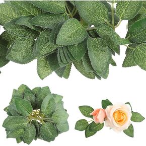 40 Pcs Green Leaves for Decoration Silk Fake Leaves Bulk Artificial Flowers Rose Leaves Plastic Artificial Leaves For Crafts Faux Fake Greenery Leaves Bouquet Garland Wreath Floral Arrangement DIY