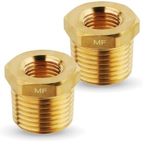 MAACFLOW brass 1/2" Male NPT to 1/4" Female NPT Adapter Reducer Hex Bushing (Thread OD 0.69" - ID 0.45") (pack of 2)