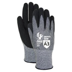 MAGID Sandy Nitrile Coated ANSI A3 Cut-Resistant Gloves, 9L, 12 Pairs, Liquid-Grip, Nitrile Coated Cut-Resistant Gloves, Work Gloves With Grip, Mens Work Gloves, Cut Resistant Work Gloves (Black, Grey), GPD255