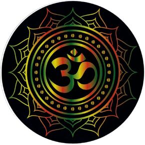 Om Lotus (Rasta Colors On Black) - Bumper Sticker / Decal (4.5" Circular)