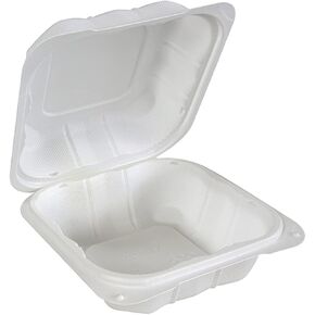 (250 pack - 6x6x3 Recyclable Hinged Clamshell Containers For Take Out, Microwavable, Snap Tight Dual locks with Easy Grip Tabs