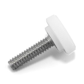 #10-24 x 3/4" Thumb Screw Stainless Steel - White Knurled Round Plastic Knob - Standard/Coarse Thread Thumbscrew - Length: 0.750" - Proudly Built in USA - Package of (4)