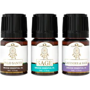100% Pure Smudge Essential Oils - Palo Santo, White Sage and Lavender for Cleansing Negative Energy - Born in Sedona (5ml)