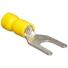 Morris Products 10166 Spade Terminal, Vinyl Insulated, Yellow, 12-10 Wire Size, 1/4" Stud Size, 100-Pack