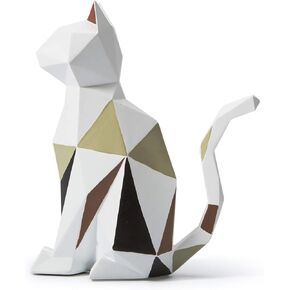 HAUCOZE Cat Statue Sculpture Modern Figurine Decor Home Gifts Table Centerpiece Crafts Polyresin Arts 7.3inch