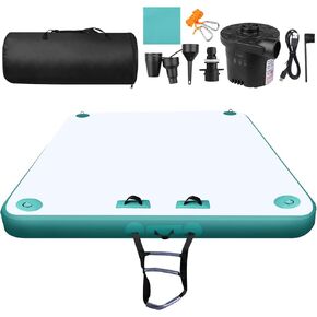 حوض عائم قابل للنفخ مع مضخة هواء كهربائية، رصيف يطفو مع سلم، جزيرة عائمة غير قابلة للانزلاق للبالغين والأطفال، منصة رصيف قابلة للنفخ للبحيرة، حمام السباحة، الشاطئ، النهر، حصيرة عائمة لمياه المحيط in Kuwait