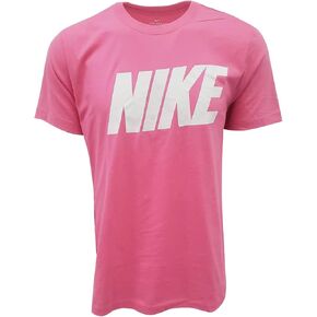Nike Men's Italic Graphic Logo Crewneck T-Shirt (X-Large, Carnation Pink/White)