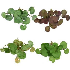 Artificial Copper Coin Grass Plants 4PCS, Fake Green Plants Succulents Stems Simulated Aquatic Plants for Home Office Garden Decoration