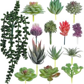 Gadpiparty 14 Pcs Fake Plants Artificial Succulent Plants Fake Succulents Realistic Textured Cactus Faux Succulents Mini Cactus Decor DIY Craft for Home Garden Office