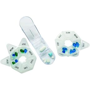 7 Day Large Pill Box Organizer Weekly Pill Holder and Pill Cutter case for Medication Organizer- Travel Pill Dispenser for Vitamin, Medication Dispenser with Cute Pill Splitter
