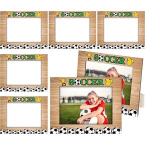 6 Pcs 7.5'' x 9.5'' Picture Frames Sport Themed Photo Frames Wooden Frame for Home Table Display Office Decoration Frame Gifts for Men Coach Teams, Fits 5'' x 7'' Photos (Soccer Ball)