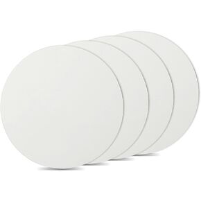 PYD Life 4 Pack Sublimation Photo Frame Home Decor Blanks 10" x 10" Round 0.6 Inch Thickness MDF Hardboard White Wall Hanging with Stand for Heat Press Machine Heat Transfer