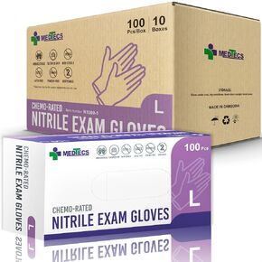 Medtecs Nitrile Gloves Disposable Latex-free with Chemo-rated Protection & Breathable Design - 4 Mil Thickness, Ambidextrous, Powder-free and Over 500% Elongation - Black S (3.15" x 9.6") - 100PC