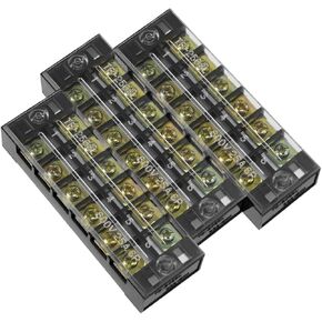 uxcell 3 Pcs Dual Rows 6 Positions 600V 25A Cable Barrier Block Terminal Strip TB-2506L