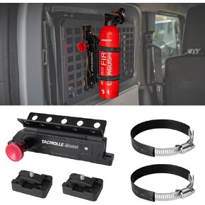 Metal Fire Extinguisher Mount for 1'' Standard Tactical Slots ,Quick Release Fire Extinguisher Mount with 2 Adjustable Clamps Fits All Standard Molle Panel ,Fire Exitinguisher Holder for Vehicles
