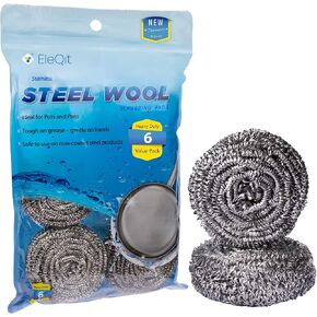 12 Pack Stainless Steel Wool Scrubber Sponge for Removing Tough Dirt, Grease, Oil or Stains from Dishes, Pots, Stovetops, Drip Pan, Cookware, Kitchenware