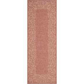 SAFAVIEH Courtyard Collection Runner Rug - 2'7" x 8'2", Terracotta & Beige, Non-Shedding & Easy Care, Indoor/Outdoor & Washable-Ideal for Patio, Backyard, Mudroom (CY5139A)