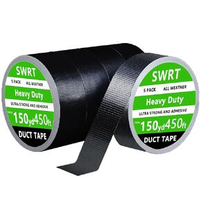SWRT 2 بوصة 180 قدم / 60 ياردة شريط لاصق أسود شديد التحمل، شريط لاصق قوي، 2 حزمة شريط لاصق شديد التحمل مقاوم للماء في جميع الأحوال الجوية شريط لاصق أسود لا يوجد بقايا ختم وترقيع للإصلاح الداخلي والخارجي