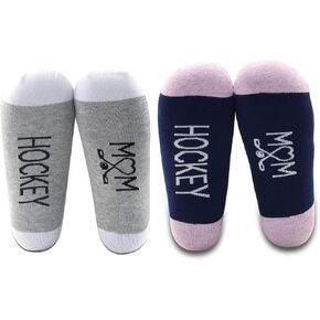 MBMSO 2 Pairs Hockey Mom Socks Hockey Mom Gifts for Women Hockey Novelty Socks Hockey Player Gifts for Mom