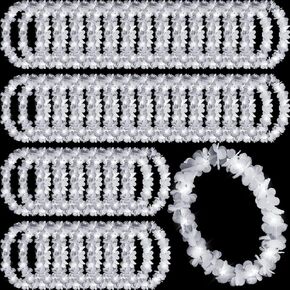 Sherr 48 Pcs LED Hawaiian Leis Light up Flower Leis Necklace with LED Lights Luau Flowers Necklaces for Masquerade Beach Wedding Tropical Themed Party Supplies(Bright Colors)