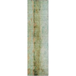 Addison Rugs Chantille ACN605 Green 2'3" x 7'6" Indoor Outdoor Hallway Runner Rug, Stain Resistant Washable Kitchen Area Carpet for Bathroom, Laundry and Bedroom Rug