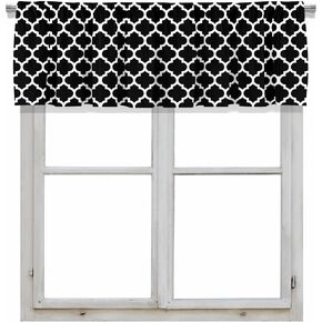 Blackout Geometric Polka Dot Rod Pocket Short Window Curtain Valance for Kitchen Bedroom Decor, 52" x 18", Black and White, 2 Panels in Saudi Arabia