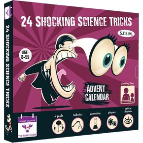 NEW 2024 Advent Calendar SHOCKING SCIENCE by The Purple Cow. 24 Jaw-dropping Science Tricks for Kids aged 8 and above. The perfect S.T.E.M gift!