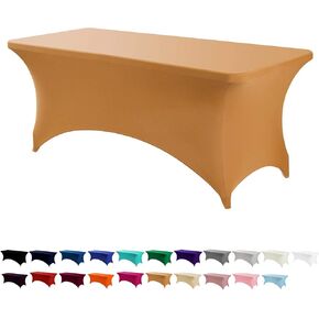 Peomeise 4FT Spandex Table Cover Rectangular Stretch Spandex Tablecloth (Black,4FT)